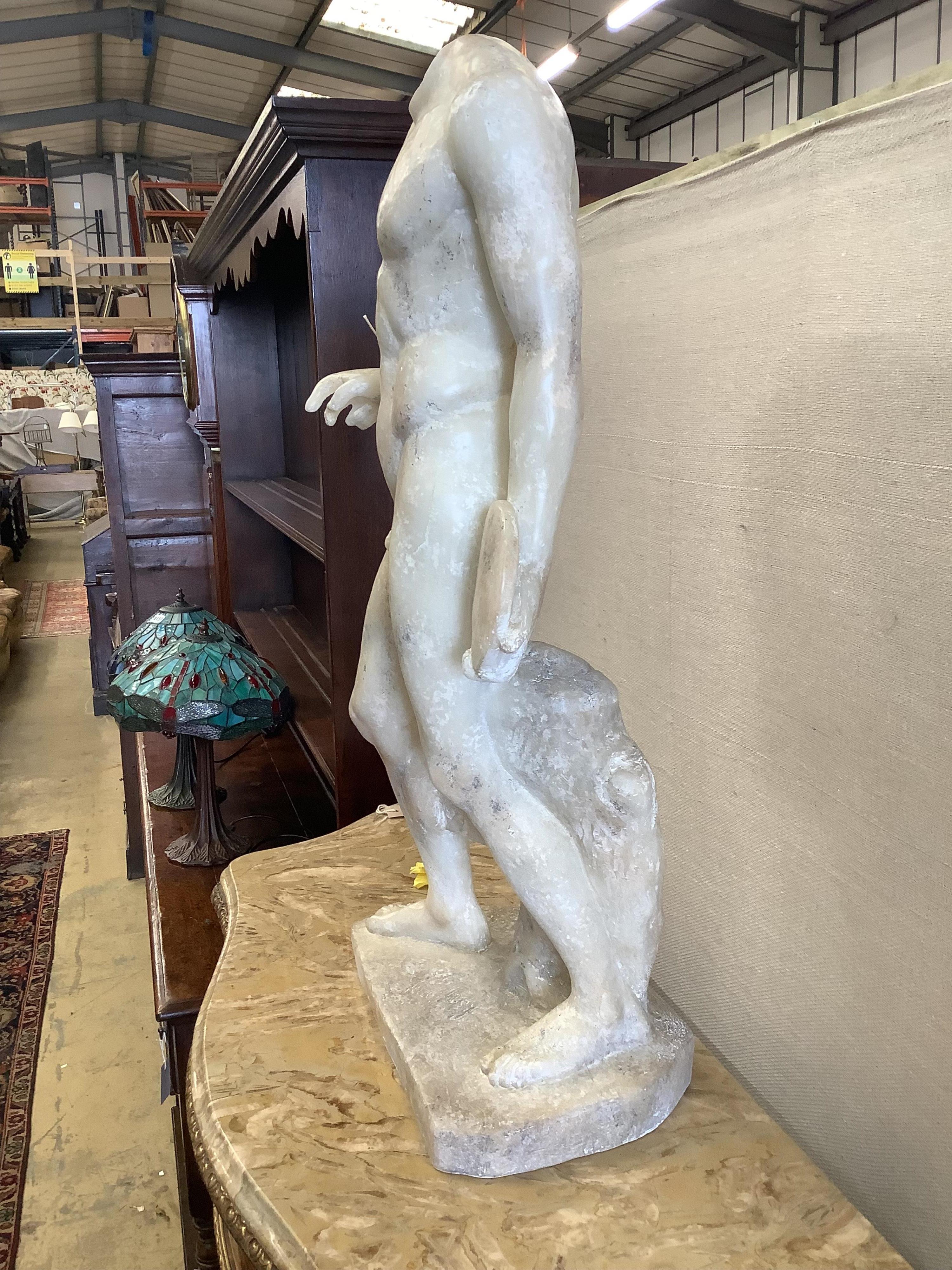 A faux marble classical figure ornament, height 74cm